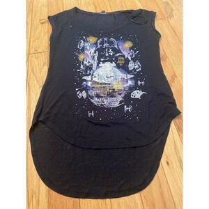 Star Wars, women's black graphic sleeveless high low shirt size small